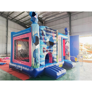 บ้านลมสีฟ้าลายการ์ตูนพร้อมสไลเดอร์, บ้านลมเป่าลมเชิงพาณิชย์สำหรับเช่าจัดงาน - Product Image 6