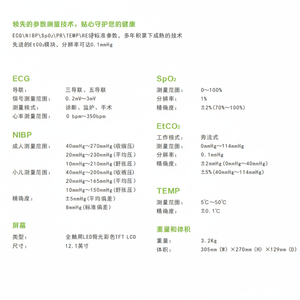 Moniteur multiparamètres portable Huasheng WPM-120 pour lit, multifonctionnel, ECG, fréquence cardiaque, pouls, surveillance des signes vitaux - Product Image 1