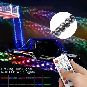 Fouet de sécurité LED RVB multicolore chassant les couleurs antennes mât de drapeau fouet éclairé par LED pour ATV UTV Buggy RZR voiture tout-terrain