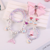 Ensemble collier, bracelet et boucles d'oreilles pour enfants sur le thème de la mer - Cadeau idéal pour la Journée des enfants