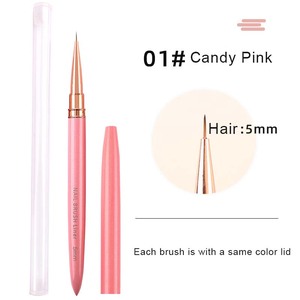 Ensemble de pinceaux à ongles en nylon avec manche métallique personnalisé avec logo, 5 mm, 7 mm, 9 mm, 11 mm, 15 mm, 18 mm, pour salon de manucure, peinture au gel - Product Image 6