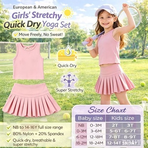 Conjunto <span class=keywords><strong>de</strong></span> Falda Deportiva <span class=keywords><strong>de</strong></span> Yoga para Niñas DH ODM Blossom Pink, Falda Plisada <span class=keywords><strong>de</strong></span> Cintura Alta, Top sin Mangas, Dos Piezas, Ropa Deportiva Infantil - Product Image 3