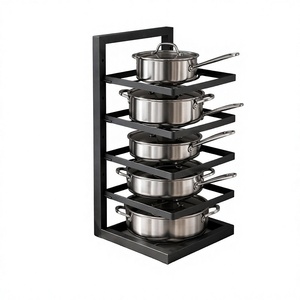 Étagère à casseroles à 5 niveaux en acier au carbone robuste, organisateur de rangement sous l'évier pour casseroles, poêles et sauteuses - Product Image 2