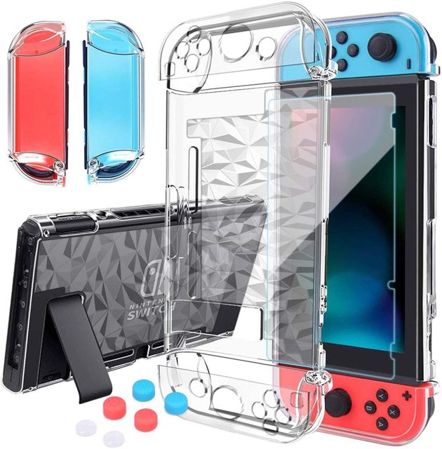 For Switch TPU Case Waterproof Shockproof Dustproof Dockable Screen Protector Clear Protective Cover for JoyCon Controller