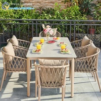 Table et chaises de jardin en aluminium et pierre frittée Vangarden modernes pour l'extérieur, mobilier de loisirs de jardin, directement de l'usine