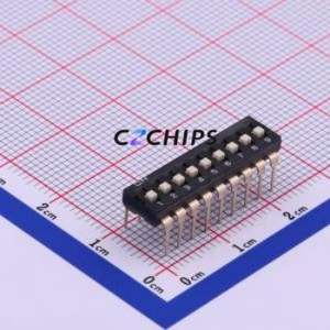 ES-09KP DIP Switch Through hole Component (THT) Switch Flat Toggle, Raised Type Single Pole Single Throw 9-Bit 2.54mm - Product Image 1