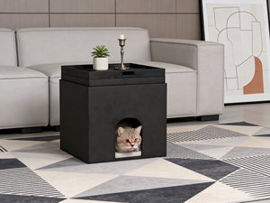 Pouf moderne 3-en-1 pour chat avec couvercles rabattables, plateau de service et boîte de rangement peu encombrante pour villa, appartement, cuisine, salle à manger - Product Image 3