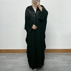 Wholesale Burqa Khaleeji Pearl Shiny Open <strong>Abaya</strong> Back Dress Front Open <strong>Abaya</strong> Wholesale <strong>Uk</strong> Dubai <strong>Black</strong> <strong>Abaya</strong> - Product Image 3