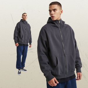 OEM Wholesale High Quality Streetwear Zipper <b>Hoodie</b> Plus Size <b>City</b> Style Unisex Cotton Oversized Custom Logo <b>Men</b> 3D Embroidery - Product Image 2