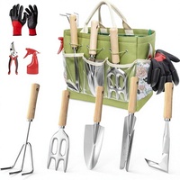 Ensemble d'outils de jardin 9 pièces en acier inoxydable robuste, sacs à outils en toile et kits d'outils de jardin, kit d'outils à main pour jardin
