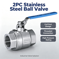 Válvula de Bola Manual KLION Cf8m 1000wog, 2 Piezas, Rosca Hembra de 1/2 Pulgada, Acero Inoxidable 304/316, Certificación OEM ISO CE, para Aceite, Gas y Agua