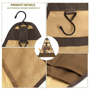 20L Outdoor Tableware Storage Bag <b>Roll</b> <b>Canvas</b> Chopstick Spoon Fork Organizer Printed Logo Camping Cooking Utensil Storage Pack - Product Image 4