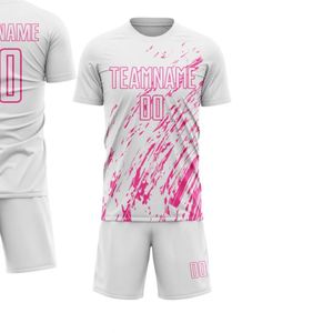 Ensemble de maillot de football rose de haute qualité à manches courtes, uniforme de football respirant, vêtements de sport performants pour l'entraînement - Product Image 2