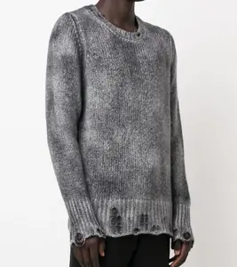 Maglione fornitore Tie Dyed Washed Jumper girocollo inverno personalizzato maglioni da uomo