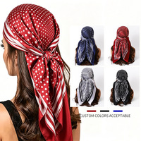 Nouveau Foulard Carré en Satin à Pois de 90 cm pour Femme, Foulard de Tête en Fausse Soie, Protection Solaire Estivale, Accessoire de Mode pour Cheveux