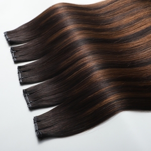 Chất lượng tay gắn Thiên Tài sợi ngang lượn sóng lớp biểu bì phù hợp phần mở rộng tóc đôi rút ra thẳng <span class=keywords><strong>Remy</strong></span> 100% con người Brazil tóc balayage - Product Image 2