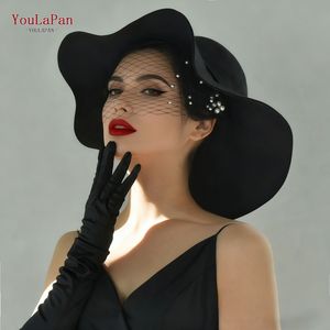 YouLaPan MA08-B Velo de novia minimalista negro de una sola capa, estilo jaula de pájaro, sexy, adornado con perlas de malla grandes, ideal para novias - Product Image 6