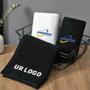 Juego de toallas de baño deportivas con bordado de logotipo personalizado, peluquero para el hogar, gimnasio, peluquería, algodón para uñas, salón de Spa, toalla negra - Product Image 3