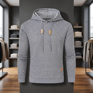 Sweat à capuche pour homme 100% Coton, à manches longues, doublé, tricoté, coupe ajustée, uni, essentiel, style hipster décontracté, avec logo personnalisé - Product Image 2