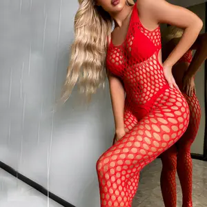 여성 섹시한 일본 여자 섹시한 Fishnet 큰 구멍 오픈 가랑이 바디 스타킹