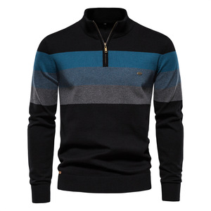 Maglione con cerniera da <span class=keywords><strong>uomo</strong></span> di alta qualità maglione a righe alla moda maglione girocollo 95% maglione da <span class=keywords><strong>uomo</strong></span> in <span class=keywords><strong>cotone</strong></span> lavorato a <span class=keywords><strong>maglia</strong></span> - Product Image 1