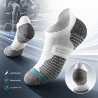 Chaussettes de course professionnelles pour hommes, épaisses et respirantes, avec semelle en tissu éponge, coupe basse, pour la course de marathon et les longues distances