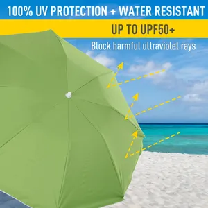 Uv Protection Accepted Custom Size Portable Sun Beach Umbrella China Factory Quality Beach Umbrella 8Ft