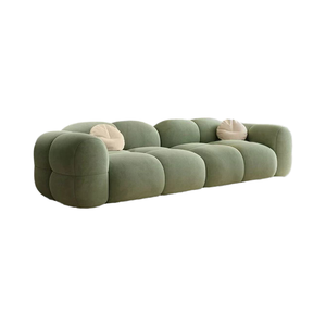 Yy22 hiện đại kem chuyển đổi sofa Puff màu rắn vải nhung kẻ ngồi có thể ngả đi văng với chân thẳng cho phòng khách bộ đồ nội thất - Product Image 1