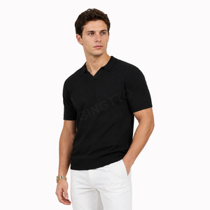 <span class=keywords><strong>Polo</strong></span> Stile Old Money con Colletto Johnny, <span class=keywords><strong>Manica</strong></span> Corta, Vestibilità <span class=keywords><strong>Slim</strong></span> Casual Senza Bottoni, Maglietta Estiva - Product Image 4
