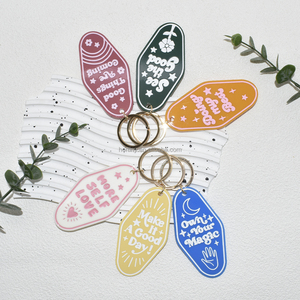 Porte-clés ovale gravé en émail personnalisable avec des mots inspirants, porte-clés d'hôtel rétro, porte-clés de motel, cadeaux pour fille, <span class=keywords><strong>maman</strong></span>, papa, amis - Product Image 6