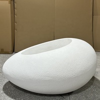 Jardinière Moderne Simple Blanche en Fibre de Verre pour Intérieur/Extérieur, Grande Forme Ovale, Pots de Fleurs pour Jardin et Centre Commercial, Pot de Plantation Art Déco