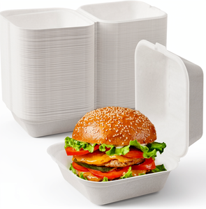 Biodegradable Compostable Sugarcane Bagasse Clamshell Hamburger Box Disposable <b>Takeaway</b> Fast Food <b>Container</b> Food Packaging - Product Image 1