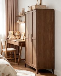 Scandinavian Wooden <b>Wardrobe</b> Shaker Doors Hinged Solid Wood Freestanding Modern Bedroom Furniture Storage - Product Image 4