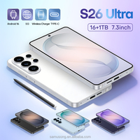 Smartphone S26 Ultra 5G 16G+1TB Layar LED 7,3 Inci 120Hz 4K Android 16 CDMA LTE Pengenal Adegan AI Layar Berlubang Nirkabel 108MP