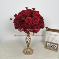 Boule de fleurs en soie de haute qualité 50 cm 60 cm 70 cm 80 cm, grande composition florale de roses artificielles, centre de table, boule de fleurs rouge foncé