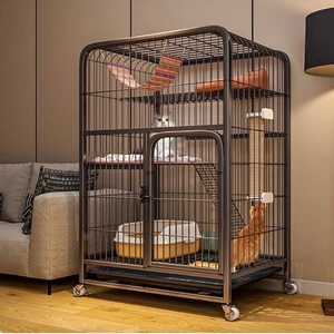 Cage à chat en métal <span class=keywords><strong>pour</strong></span> usage domestique, extra-large, espace libre, avec toilettes intégrées, villa/château <span class=keywords><strong>pour</strong></span> chat, structure d'escalade, <span class=keywords><strong>maison</strong></span> <span class=keywords><strong>pour</strong></span> chat, toutes saisons - Product Image 1
