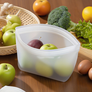 Sacs de conservation alimentaire réutilisables en silicone, compatibles micro-ondes, hermétiques, avec fermeture éclair, empêchent le transfert de saveurs, pour le stockage alimentaire transfrontalier - Product Image 4