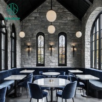 Ensemble de mobilier de restaurant élégant Ron Group : Chaise en velours, table en marbre sur mesure, banquette rembourrée confortable