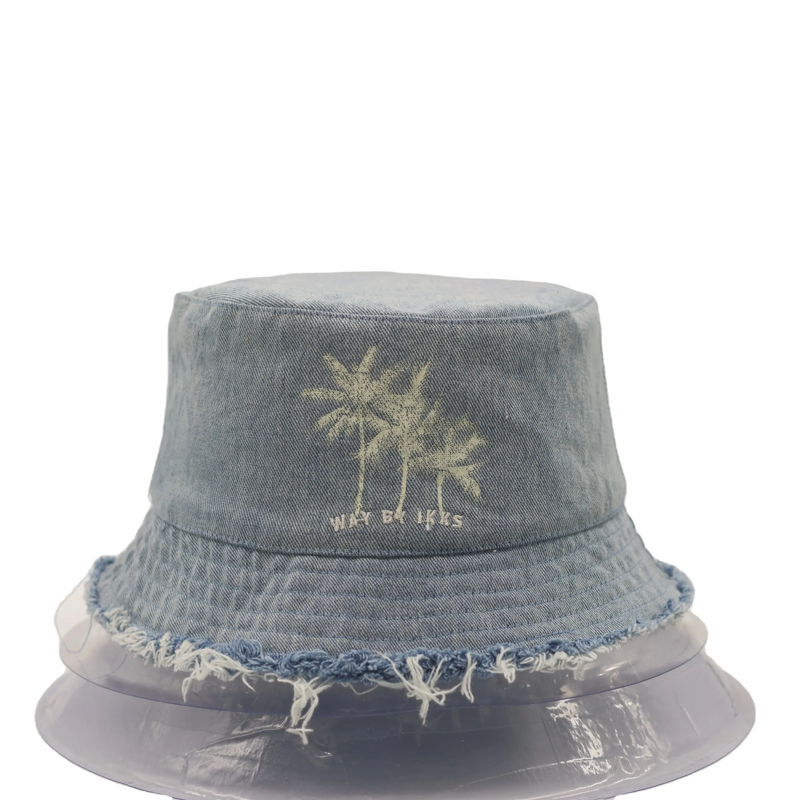 Vintage lavages logo personnalisé Denim seau casquette hip hop soleil chapeaux fabricant Jeans chapeaux