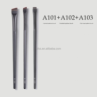 Kit kuas kosmetik alis 3 buah ujung halus tebal Logo kustom Set kuas Eyeliner presisi Ultra tipis Label pribadi 3 buah