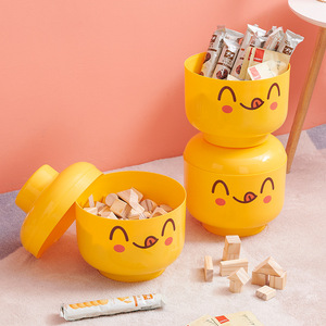 <b>Big</b> Head Boy Toy Storage <b>Bin</b> Yellow Round Plastic Organizer For Children's Toys Blocks Gift Eco-Friendly - Product Image 1
