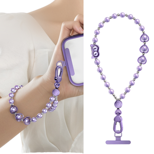 Chaîne de téléphone anti-perte mignonne avec cordon court, perles, lanière de poignet et pendentif métallique 21 cm pour téléphone portable - Product Image 1