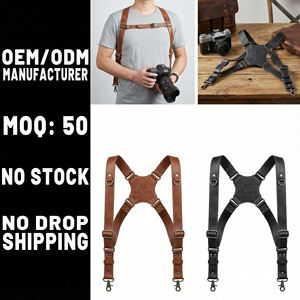 Tali Kamera DSLR Dual <span class=keywords><strong>Harness</strong></span> dari Kulit Vegan Mikrofiber yang Tahan Lama, OEM Menerima Kustomisasi Logo & Warna, dengan Gesper Lepas Cepat - Product Image 3