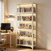 Vitrine Moderne Multi-Niveaux en Verre Transparent, Meuble de Rangement en Acier pour Jouets, Design Modulaire Gain de Place pour Appartement et Salon