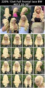 Perruques en cheveux humains FH 13x4, 20-30 pouces, blond 613, longues perruques à ondulation corporelle, perruques frontales en dentelle, nœuds blanchis, perruque en cheveux lisses - Product Image 4