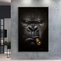 Vente directe abstraite fumer singe et gorille peinture à l'huile affiches et impressions animal mur art salon décoration de la maison