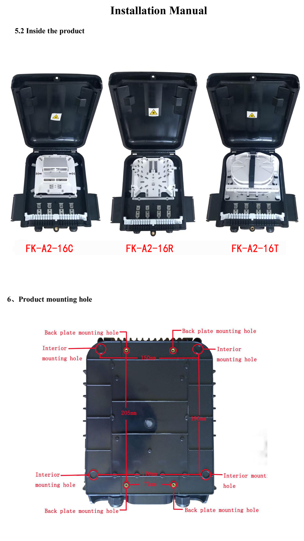 Pole Mount Fiber Optic Termination Box Outdoor Network 16 Ports