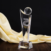 Trofeo de Cristal Personalizado, Creativo, con Grabado Gratuito, Medalla de Premio, Columna de Cinco Lados, Trofeo de Golf al por Mayor para Premios de Torneos