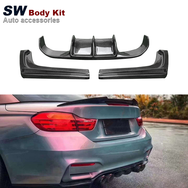 V Style Carbon Fiber Rear Diffuser for BMW 4 Series F32 F33 F36 Upgrade Rear Bumper Splitter Lip Diffuser Cover Trim