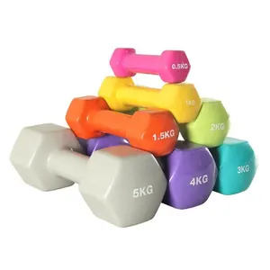 रंगीन हेक्सागोनल कच्चा लोहा हेक्स डम्बल हाथ वजन Dumbbells महिलाओं बच्चों Neoprene Urethane के लिए हेक्स Dumbbells